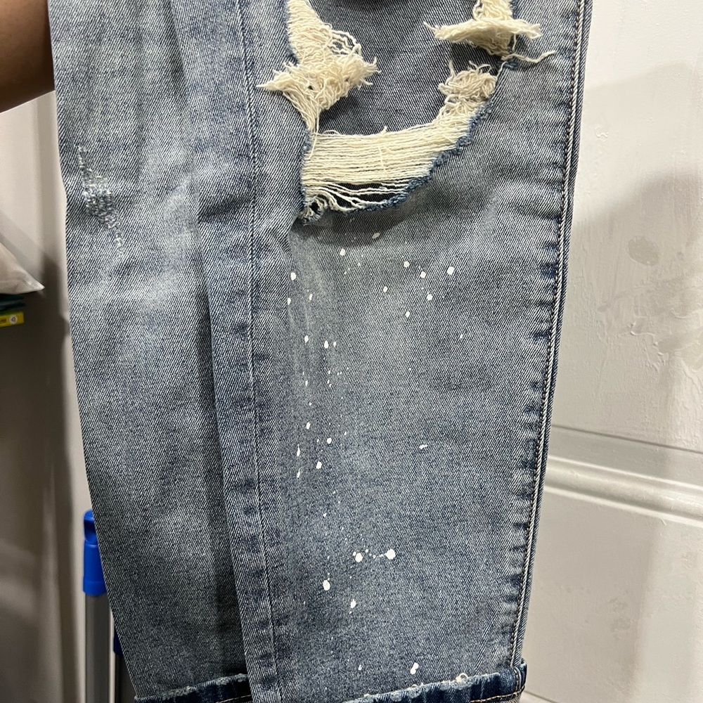 Brand New Distressed Denim Jeans Paint Splatter Relaxed Fit Boyfriend - Picture 13 of 15